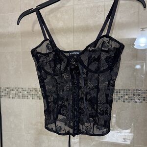 PrettyLittleThing Sheer Black Lace Corset